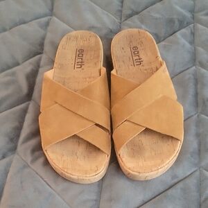 Earth Tan Mules with Cork Footbed